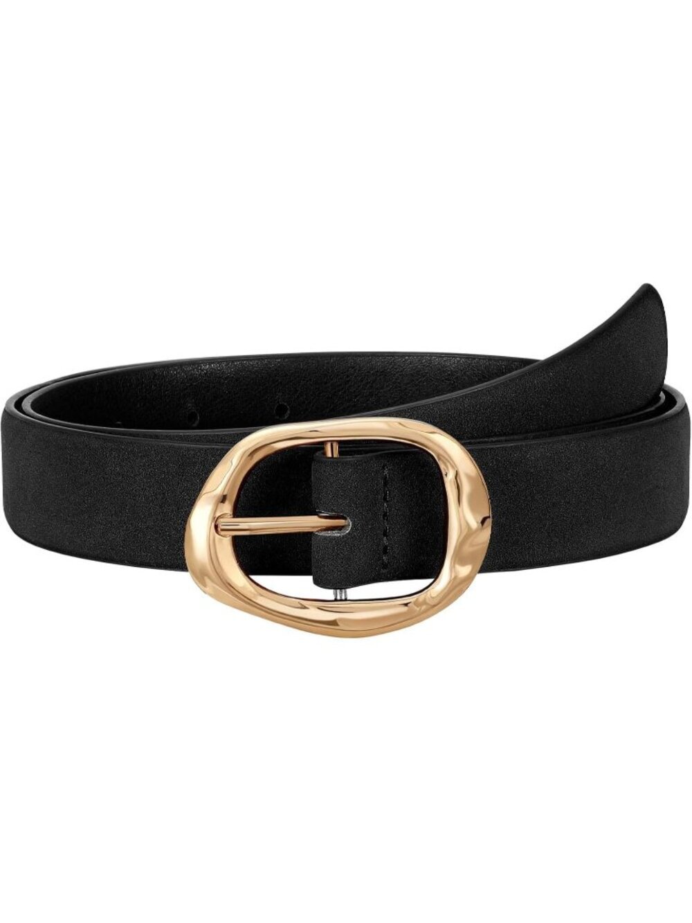 Women's Suede Black Faux Leather Casual Waist Stylish Fashion Belt Gold Buckle